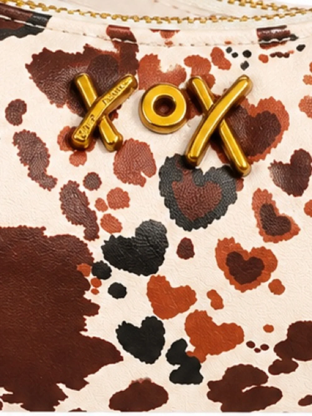 Betsey Johnson Xonorthy Woven Cow-Print Hearted Woven Shoulder Bag
